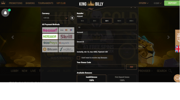 Neteller istifadə edərək depozitlər