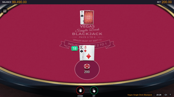 Single Deck Blackjack Microgaming E