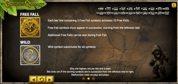 Gonzo's Quest Paytable E
