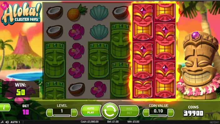 Aloha Cluster yığılmış simvolları ödəyir